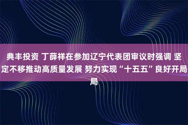 典丰投资 丁薛祥在参加辽宁代表团审议时强调 坚定不移推动高质量发展 努力实现“十五五”良好开局